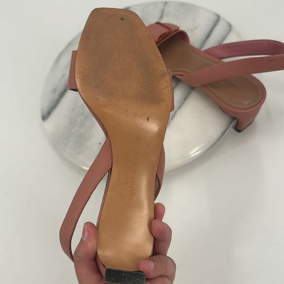 Charles & Keith pink buckle detail slingback square toe sandals - Picture 6 of 9